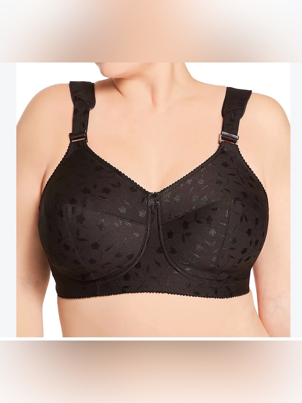 Elila Black Floral Jacquard Non-Wired Full Coverage Bra